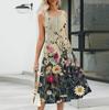 Summer Dresses For Women 2024 Beach Loose Round Neck Sleeveless Midi A-Line Swing Dress Sundresses With Pockets