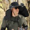 Bucket Hat Lightweight Breathable Water-Repellent Fabric Hiking Hat Adjustable Chin Cord Foldable Neck Guard Sun Hat with 2 Fans