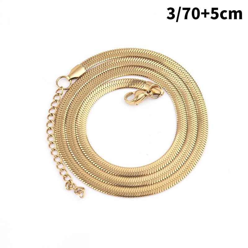 Personality Simple All-Match Hip-Hop Clavicle Chain Light Luxury European American Titanium Steel Non-Fade Flat Snake Bone Chain