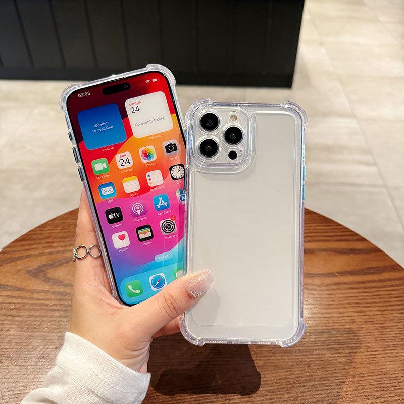 Vier Ecken Anti-Fall Weiches Silikon Transparent Stoßfest Handyhülle für iPhone Samsung Huawei Honor Xiaomi Redmi OPPO Realme Vivo Infinix Tecno