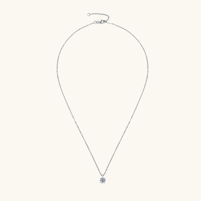 Gica Gema High-grade Authentic Classic Four-claw Inlaid 1 Carat Moissanite Necklace Women's S925 Sterling Silver Pendant Necklace