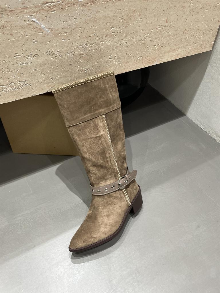 High-heeled Pointed Brown Maillard Boots Women's Shoes 2025 New Autumn and Winter Thin Long Knight Boots Women's Boots