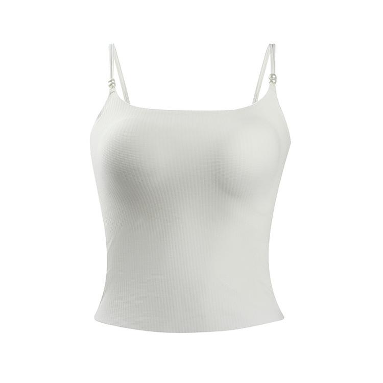 A Antibacterial and Seamless One-piece Sling Vest with Base Inside and Outer Wear with Chest Pad Top and Beautiful Back Bra.