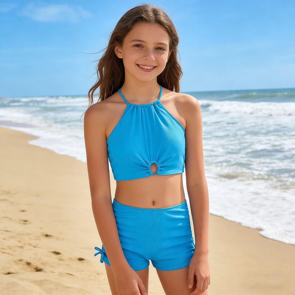 Girls' Colorful Two Piece Bikini Swimsuit Set for Swimming and Beach Wear