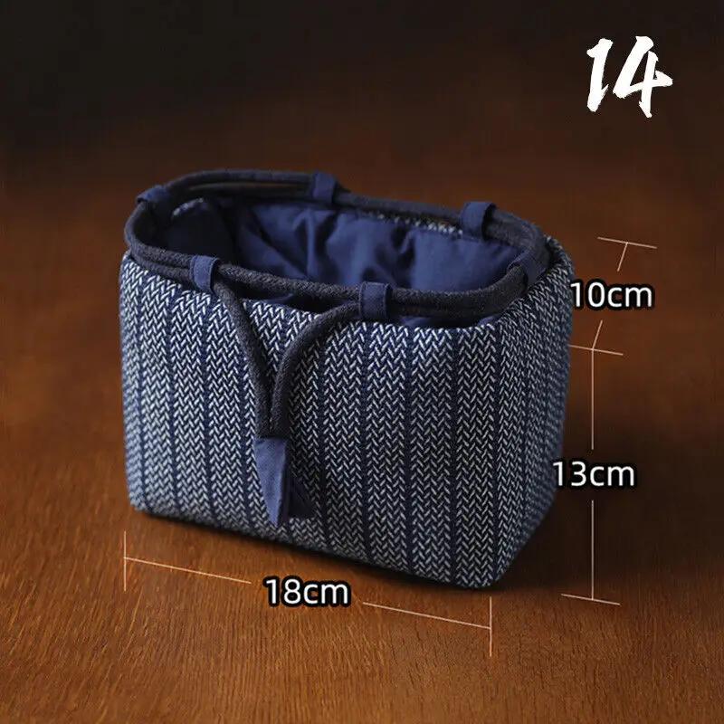 Teacup Bag Portable Travel Tea Set Storage Bag Tea Pots Four Or Six Cups Large Cloth Bag Outdoor Organizer Denim Organizer