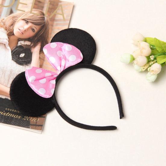 Cute Kid Girl Mickey Mouse Dot Print Bow Ear Hairband Hair Hoop Party Accessory