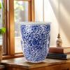 Hand-painted Blue and White Porcelain Vase and Tea Caddy for Living Room or Entryway Decoration
