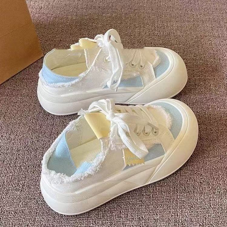 Summer two-wear canvas shoes new thick baseplate shoes thin breathable bread