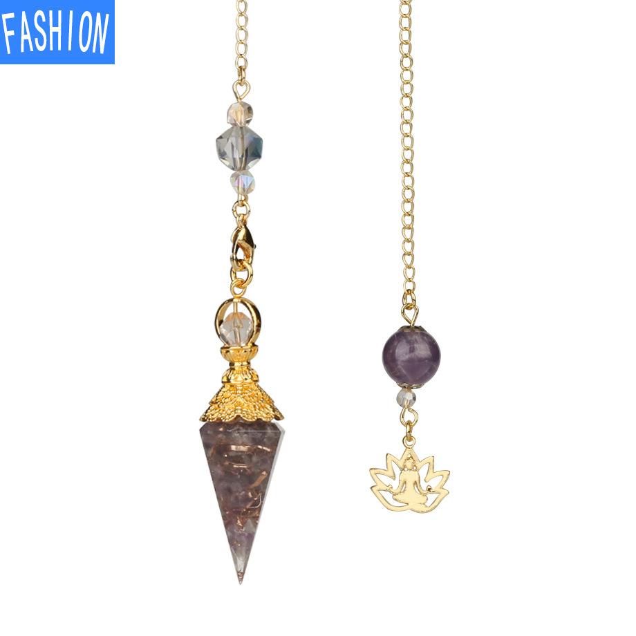 Mixed Aura Natural Spirit Pendulum Crystal Pendant Yoga Gold-plated Buddha Meditation Idea Concentrated Jewelry