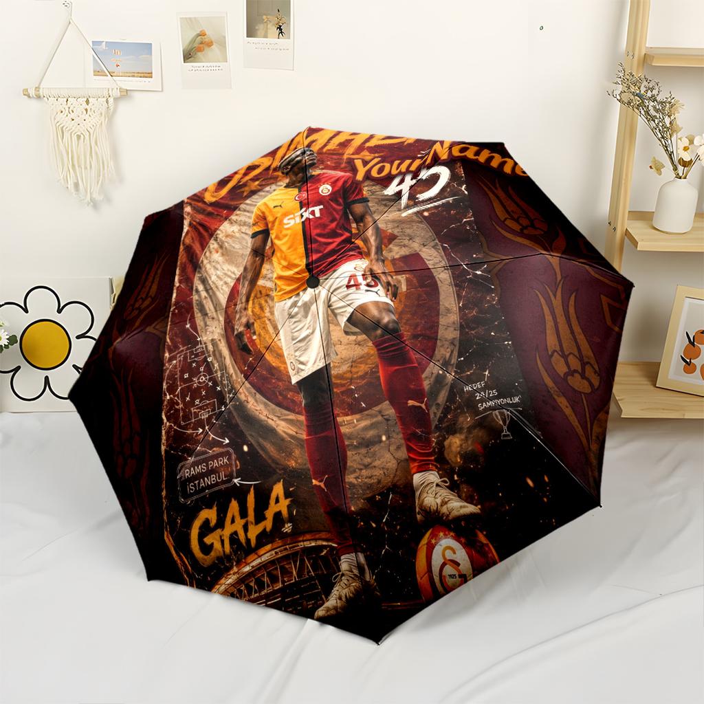 Galatasaray1 Customize Text Umbrella Portable Automatic Umbrella Retractable Design with 8-Rib Durability Compact Design All-Season Umbrella for Trave