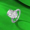 Zhuo Zhi Fan Women's S925 Sterling Silver Oval Zircon Ring 