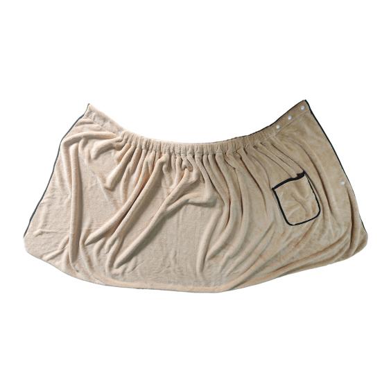 Men Bath Towel with Pocket Coral Fleece Quick Absorbent Adjustable Waist Button