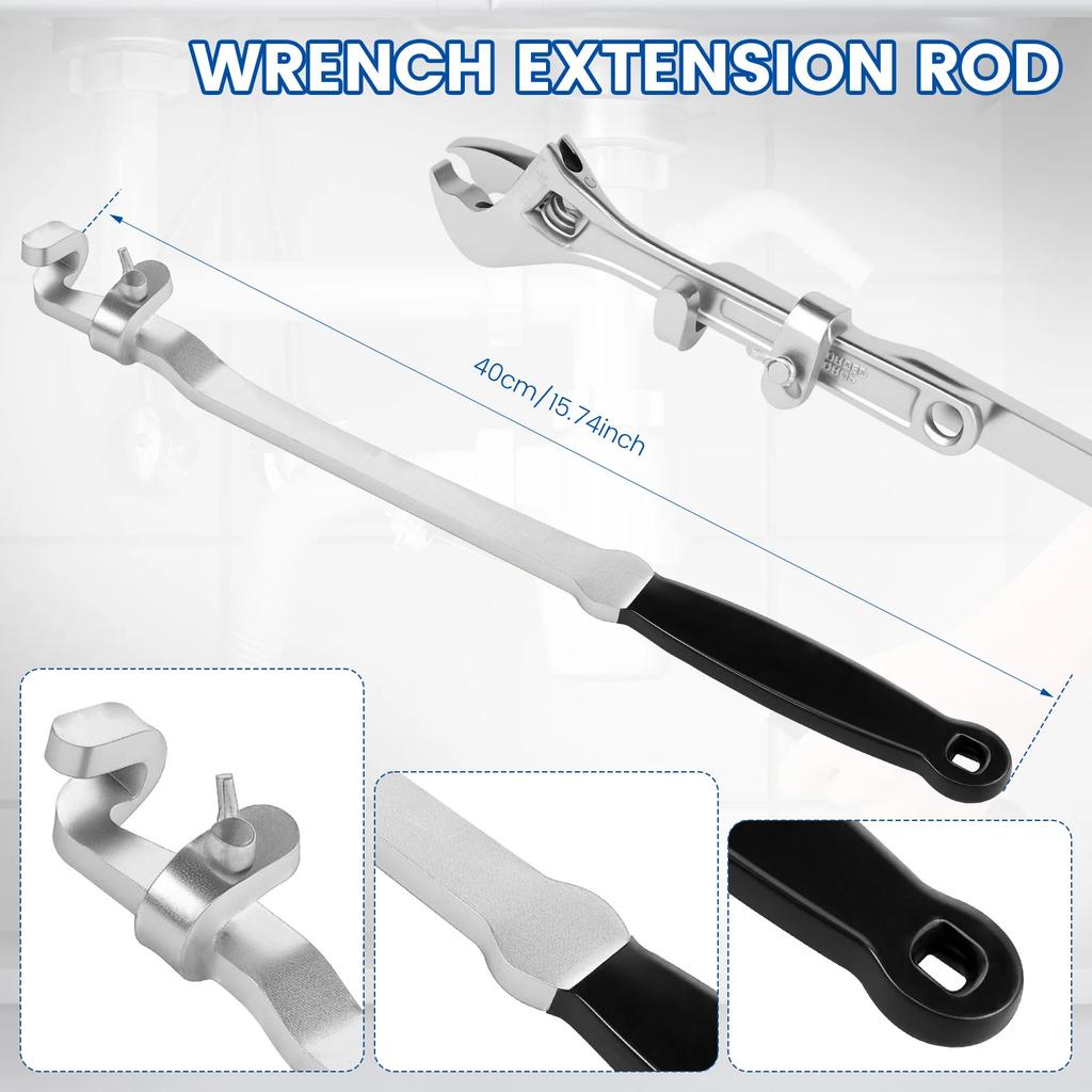Wrench Extender Tool Bar 15inch Cr V Steel Long Wrench Extension Tool Universal Spanner Torque Amplifier Device for Nuts Bolts