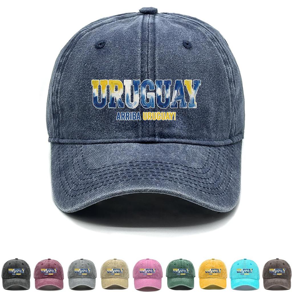 Sun Hat With "URUGUAY" "ARRIBA URUGUAY" Flag Printed , Adjustable Baseball Hat Inelastic Hip Hop Fit Headwear Sports Hat