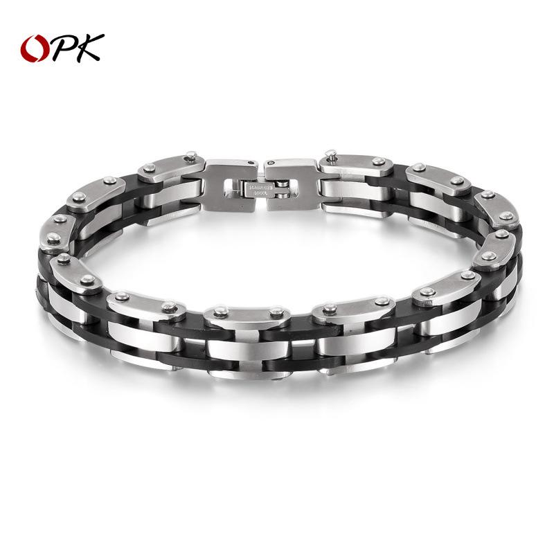 Fashion Bracelet Men's Stainless Steel Hip-hop Trend Retro Silicone Personalized Titanium
