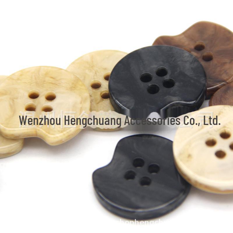 Hengchuang Special-Shaped Resin Four-Hole Buttons for Casual Jackets and Coats.