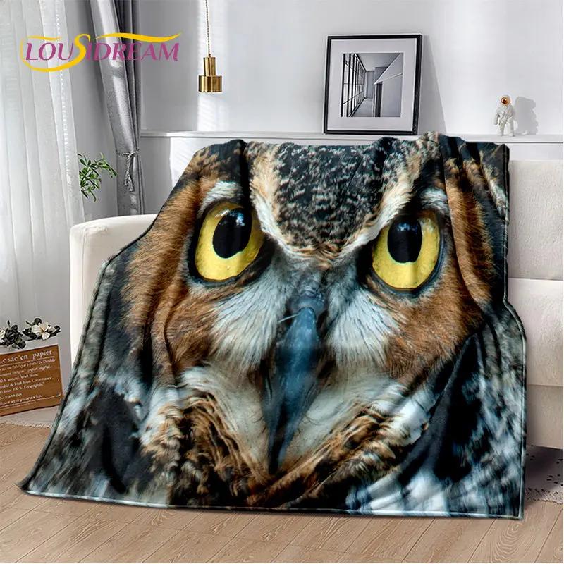 Roztomilá sova 3D kreslená měkká plyšová deka, flanelová deka přehoz do obývacího pokoje ložnice postele pohovky piknikový potah Deka pro děti