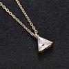 Triangular Cubic Zirconia Pendant Necklace for Women Simple Stylish Accessories Fancy O Chain Necklace Statement Jewelry