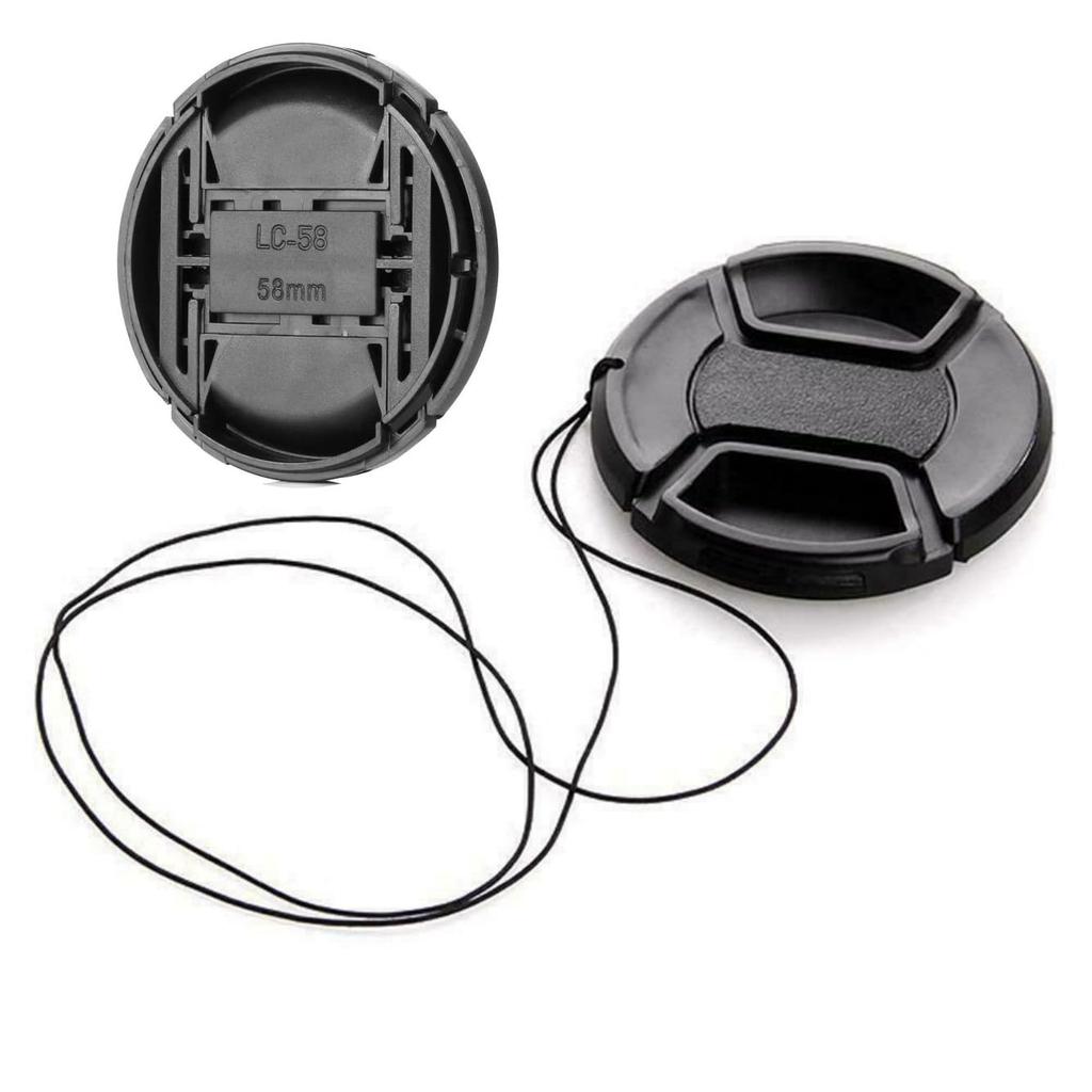 XSAJU Camera Lens Set of Lens Covers with Straps Caps, 58mm, 3, One-Touch Anti-Slip