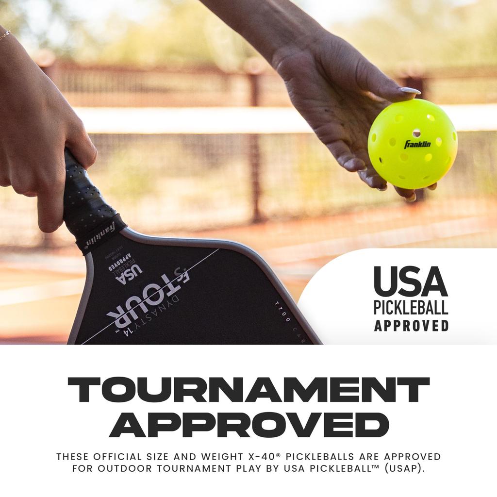Franklin Sports X-40 Pickleball Balls, Outdoor Optic Yellow, USAPA Approved, US Open, Pack of 3 [Officially Imported from Japan]