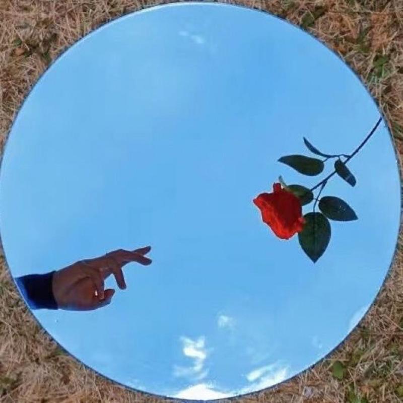 Самоклеящееся безрамное круглое зеркало для наружной фотосъемки и макияжа