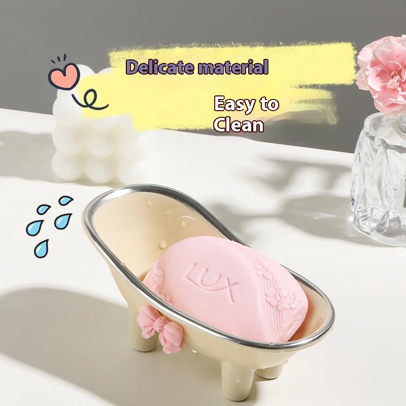 Bathtub Soap Box Soap Rack Cute Bow Soap Butterfly Home Bathroom Face Counter Draining Soap Box Bathroom Accessories