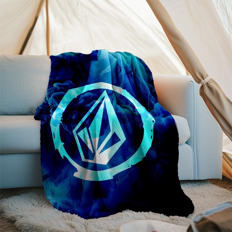 V-VOLCOM LOGO4 printed throw blanket—lightweight,soft,warm;versatile blanket for all seasons—perfect as &air-conditioning throw,nap blanket