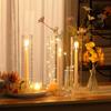 2sets Glass Hurricane Candle Holders Bulk Open Ended Glass Candleholder Tube Shape Bottomless and Taper Clear Candlestick Holders