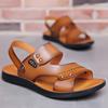 2025 Heren Slijtvaste Bruine Leren Sandalen - Jeugdtrend, Antislip, Ademend, Zomer Strand Schoenen.