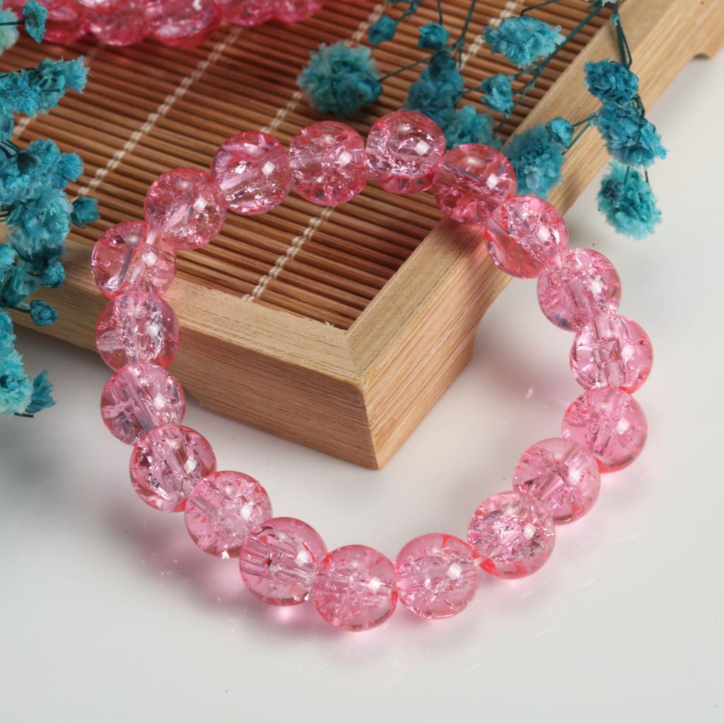 10mm Cracked Flower Glass Beaded Bracelets, Multi-Color Y2K Sweet Cool Style Bracelets for Women Fashion Jewelry Accessories