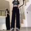 New Gray Casual Sports Pants for Women In Autumn and Summer Draped Straight Long Pants Small-sized Design Trousers