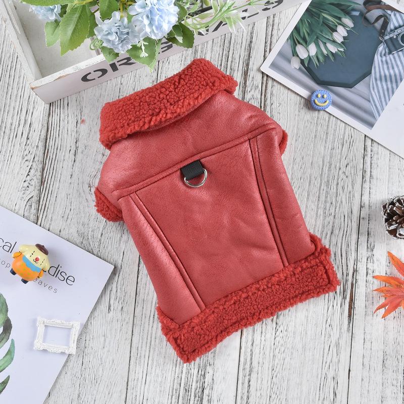 Giacca in Pelle di Agnello Autunno/Inverno 2023 per Cani Piccoli - Abbigliamento Spesso e Caldo per Animali Domestici