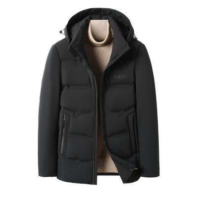Down Jacket Men's New Winter White Duck Down Thickened and Warm Young and Middle-aged Short Hooded Casual Jacket Men's Clothing