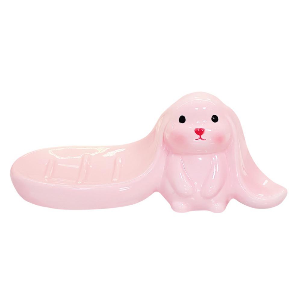 

Cute Rabbit Soap Dish Soap Box Bathroom Decor Organizer Long Eared Rabbit Soap Holder Kitchen рожевий