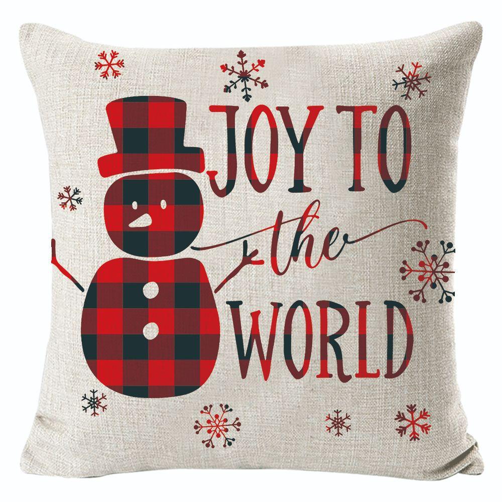 New Christmas Linen Pillow Cover Simple Sofa Pillow Home Printed Cushion Cover