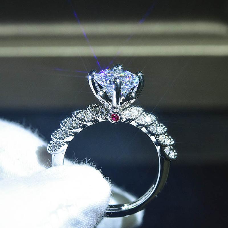 Creative Women Wedding Rings with Red Cubic Zirconia Exquisite Engagement Proposal Rings for Lover New Fashion Jewelry