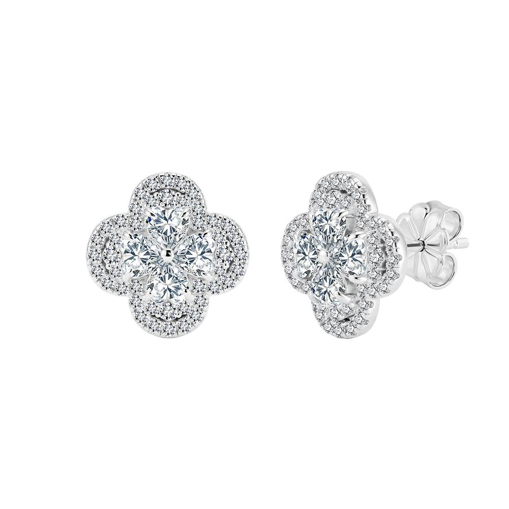 ORSA JEWELS Exquisite 925 Sterling Silber Kleeblatt Moissanit Ohrringe für Damen D Farbe VVS Moissanit Diamant Schmuck MOE22