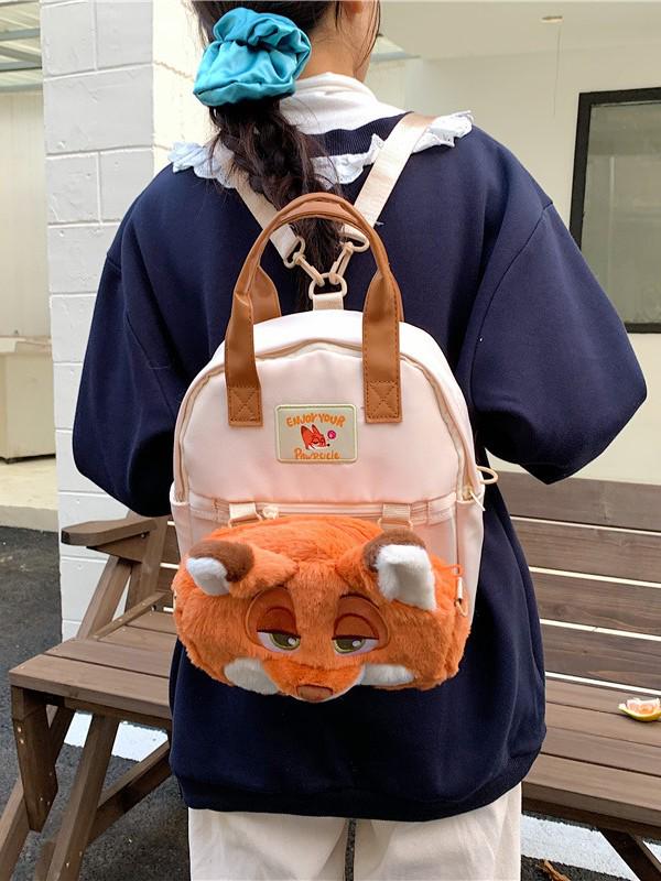 Cross-border Kids' Animal Plush Doll Backpack: Two-way Large Capacity Crossbody Bag