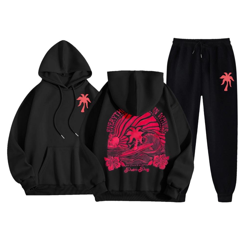 Autunno 2024 Set Felpe con Cappuccio da Donna Manica Lunga Felpe con Cappuccio+Pantaloni Sportivi Casual a Vita Alta con Coulisse Set 2 Pezzi Y2K