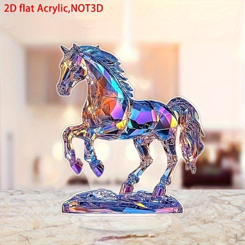 Caballo de cristal 2D con base - perfecto para el hogar, la oficina, el dormitorio, el baño, regalos de Navidad, decoraciones para el hogar y amigos, decoración de dormitorio