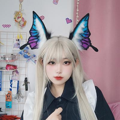 Handmade Second Dimension Girl Comic-Con Hair Accessories Props Simulation Plush Beast Ears Headdress Midsummer Night's Dream Butterfly Headband