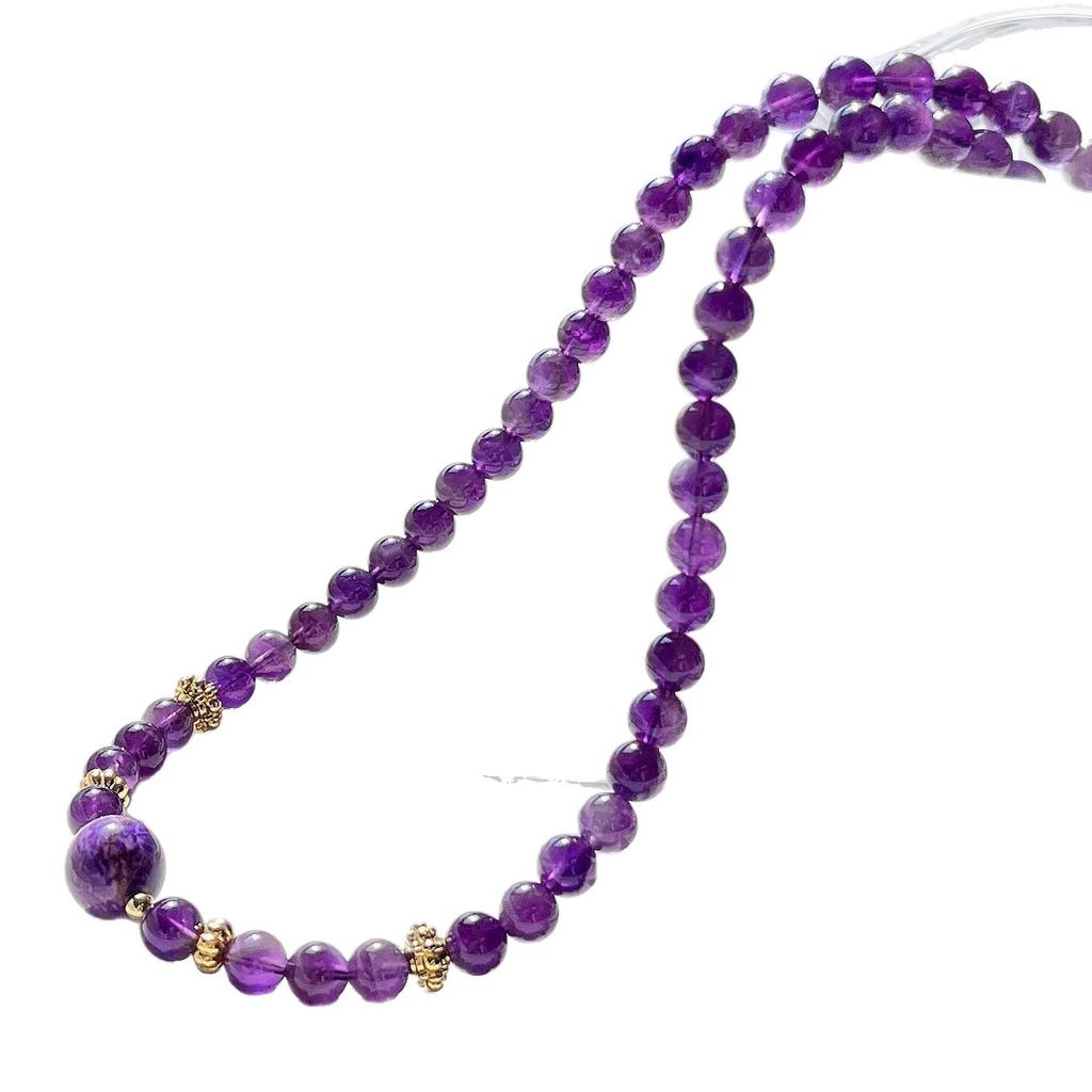 Natural Ice-Permeable Amethyst Gypsy Design Necklace Collarbone Chain Sweater Chain