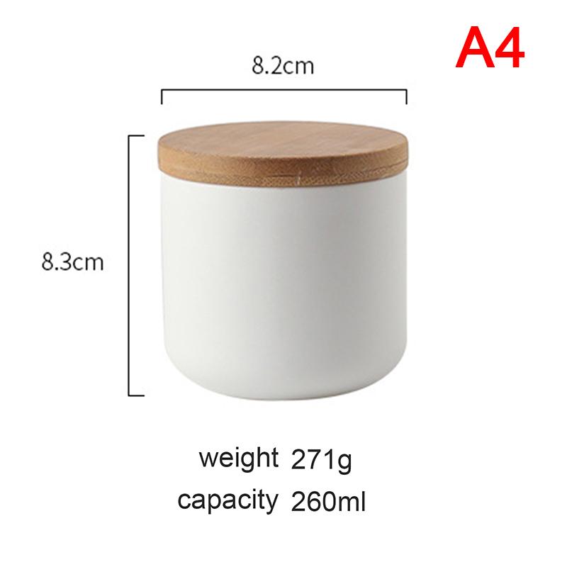 Ceramic Storage Tank Sealed Coffee Storage Bottle With Wood Lid Jar Container A4