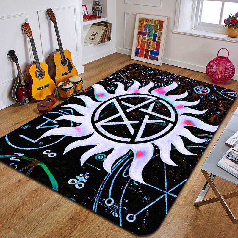 P-Pentagram Printed Carpet Fashion Yoga Mat Non-Slip Carpet Bedroom Decoration Outdoor Carpet Bedroom Birthday Gift