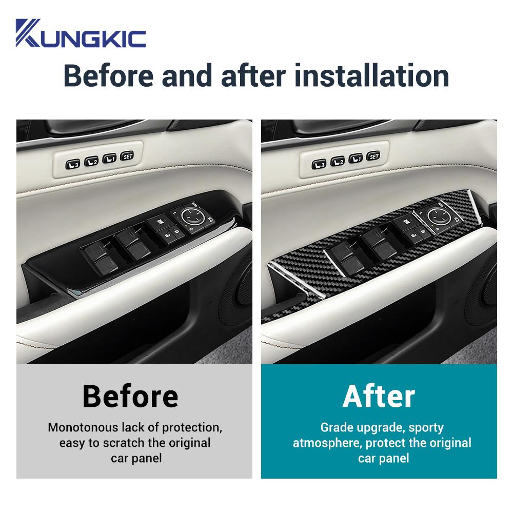 For Lexus GS 2012 2013 2014 2015 2016 2017 2018 2019 LHD RHD Car Window Lift Button Panel Trim Real Soft Carbon Fiber Sticker