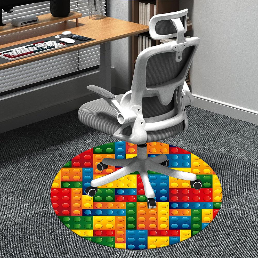 

1pc Building Tiles Chair Carpet for Office, Soft Comfortable Mat For Office, Living Room, Bedroom, Machine Washable Carpet yy251112011 80cm by 80cm