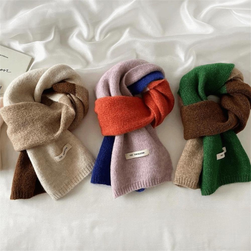 Woolen Cashmere Shawl Neckwarmer Winter Neck Scarf Fashion Patchwork Color Scarf  Outdoor