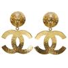 CHANEL COCO Mark Earring Matelasse vintage Plated Gold 45g Women Used