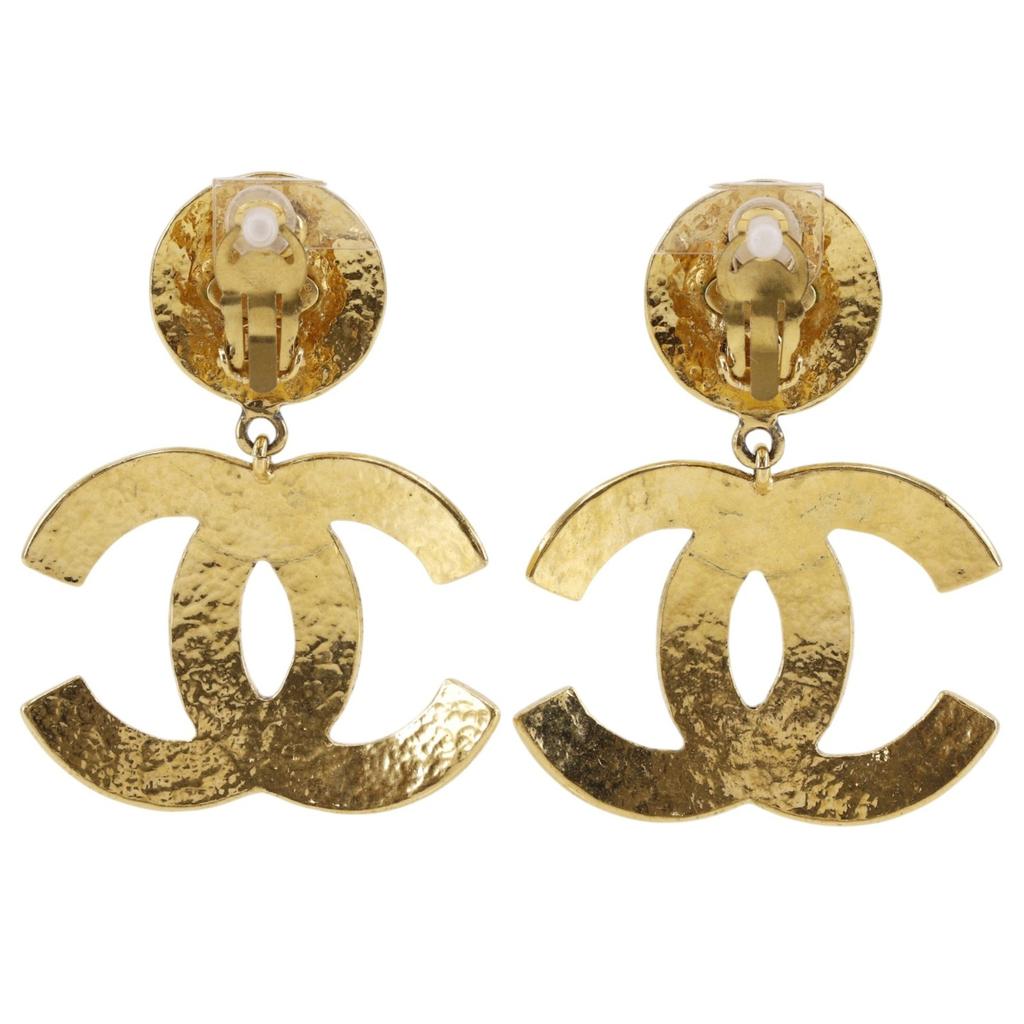 CHANEL COCO Mark Earring Matelasse vintage Plated Gold 45g Women Used