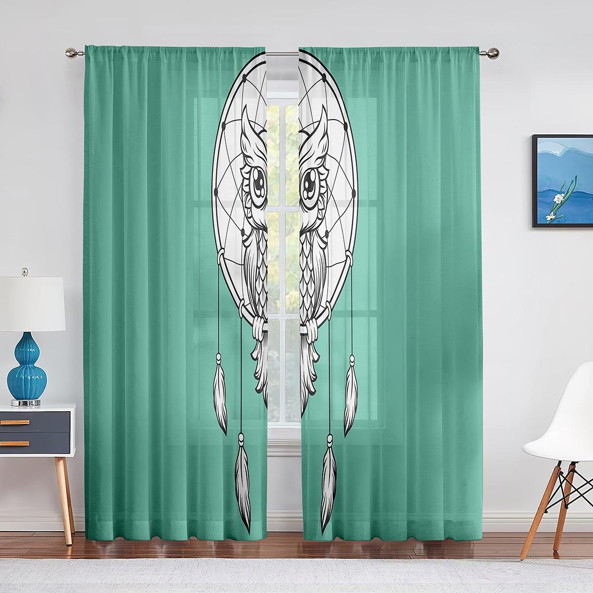 Ловец снов Перо Фиолетовый Прозрачный Вуаль Шторы для Гостиной Домашний Декор Кухни — фото 13